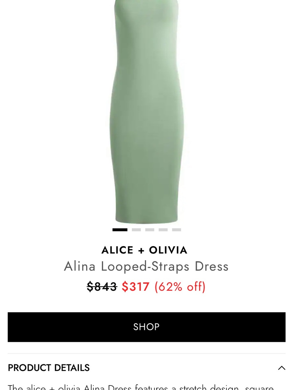 Alice + Olivia Sleek Mint Green Midi Sheath Dress